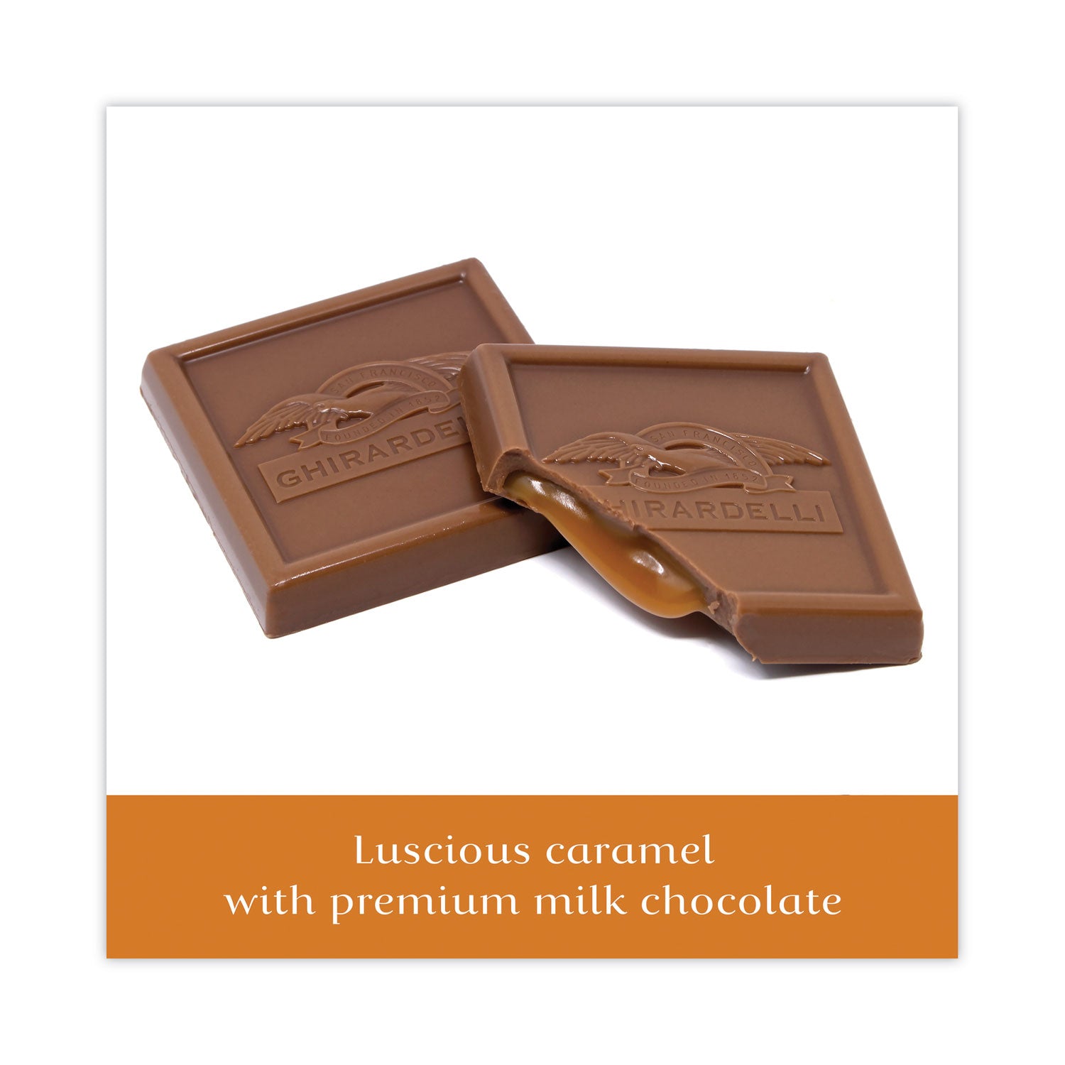 Milk Chocolate and Caramel Chocolate Squares, 9.04 oz Bags, 2 Bags/Pack, Ships in 1-3 Business Days