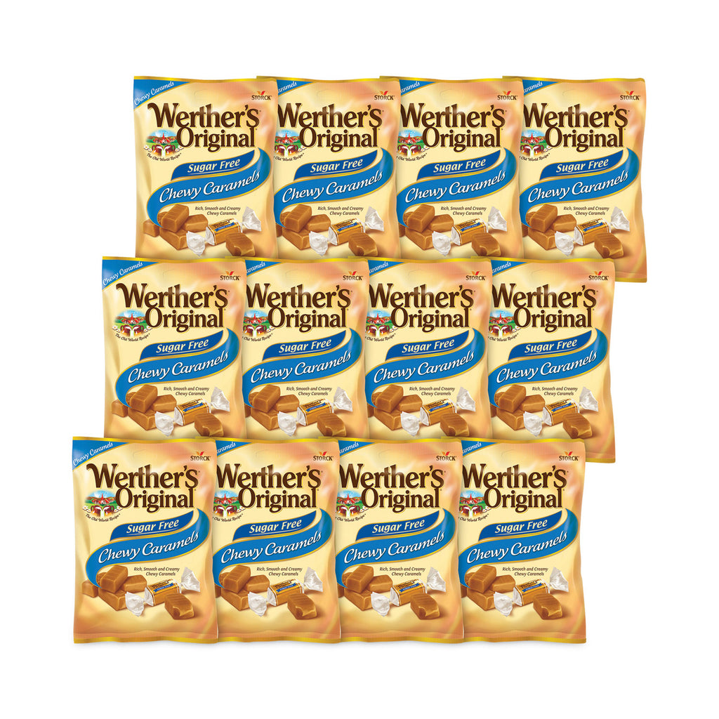 Sugar Free Chewy Caramel Candy, 1.46 oz Bag, 12 Bags/Carton, Ships in 1-3 Business Days