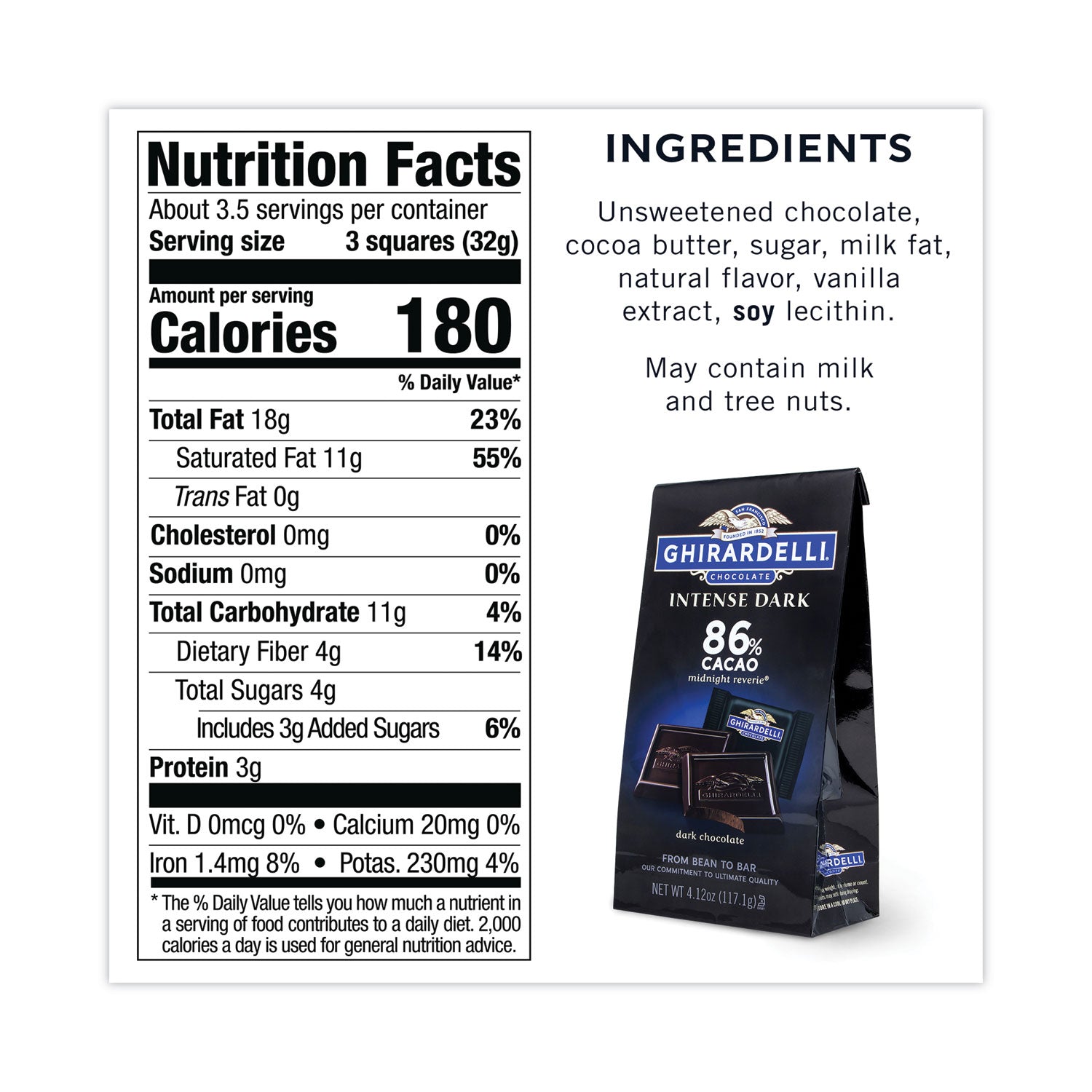 Intense Dark Midnight Reverie 86% Cacao Singles Bag, 4.12 oz Packs, 3 Count, Ships in 1-3 Business Days