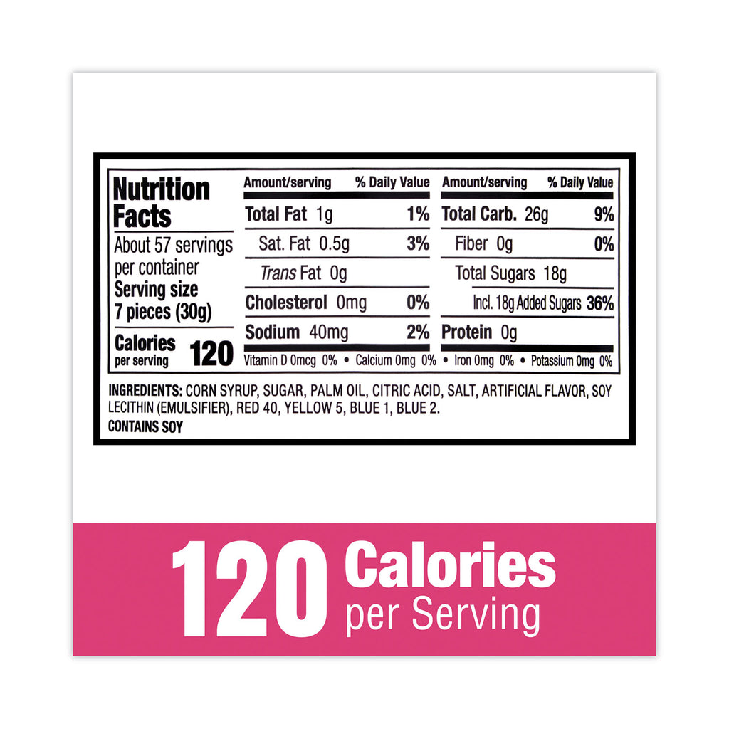 Mixed Fruit Chews, Assorted Flavors, 60 oz Tub, 365 Pieces, Ships in 1-3 Business Days