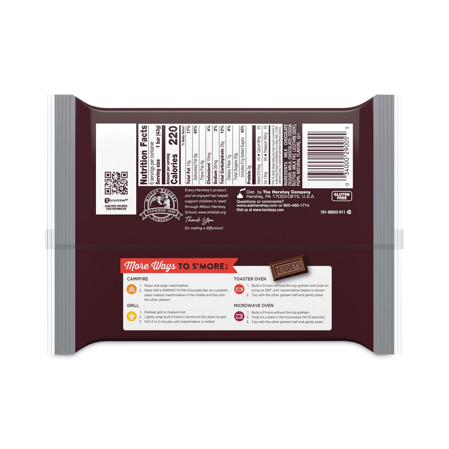 Milk Chocolate Bar, 1.55 oz Bar, 6 Bars/Pack, 2 Packs/Box, Ships in 1-3 Business Days