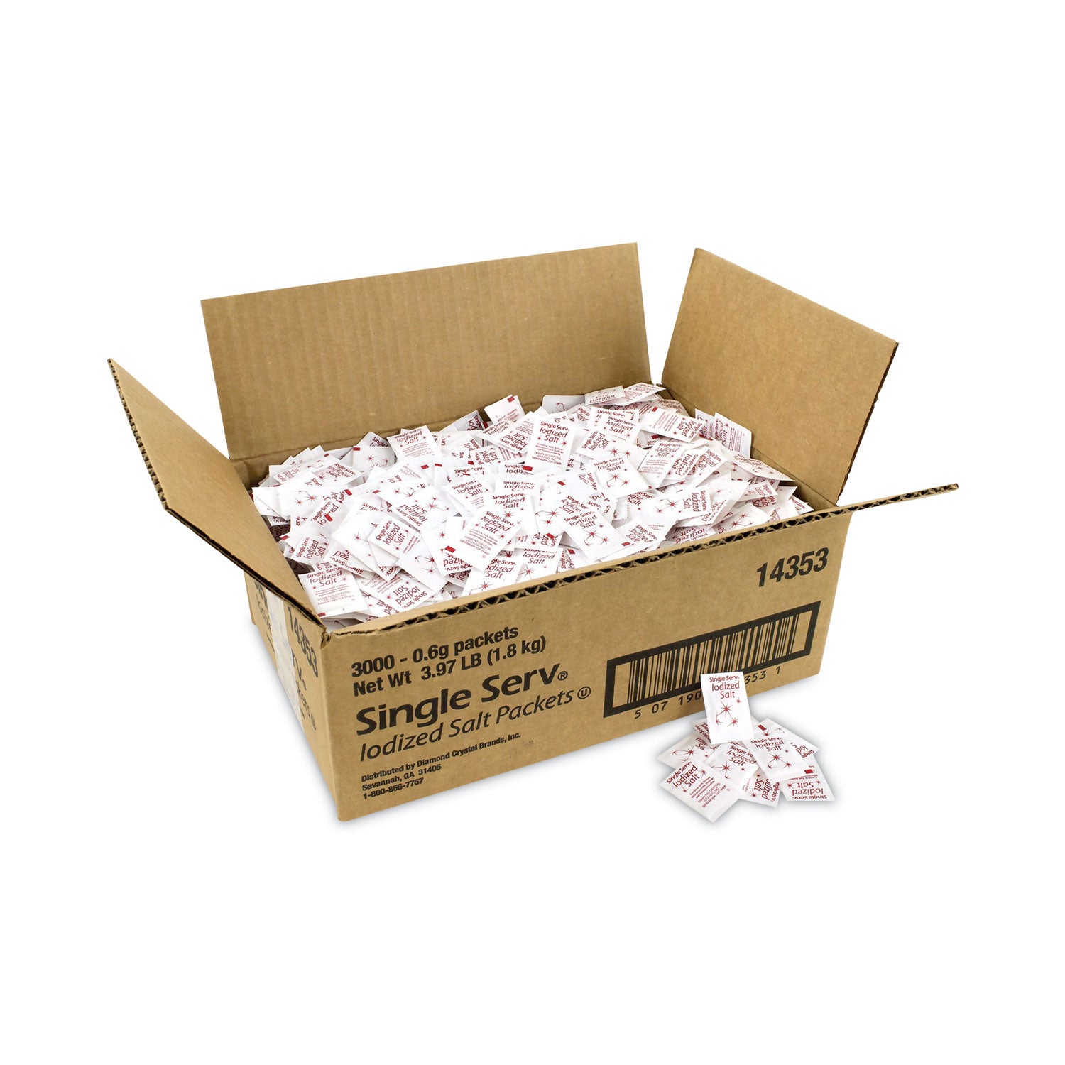 Iodized Salt Packet, 0.6 g Packet, 3,000/Carton, Ships in 1-3 Business Days