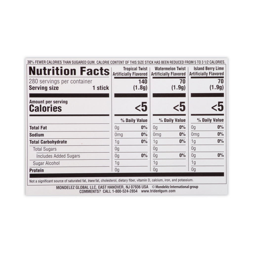 Sugar-Free Gum, Fruit Variety, 14 Pieces/Pack, 20 Packs/Carton, Ships in 1-3 Business Days