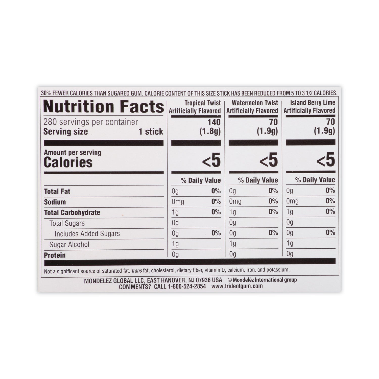 Sugar-Free Gum, Fruit Variety, 14 Pieces/Pack, 20 Packs/Carton, Ships in 1-3 Business Days