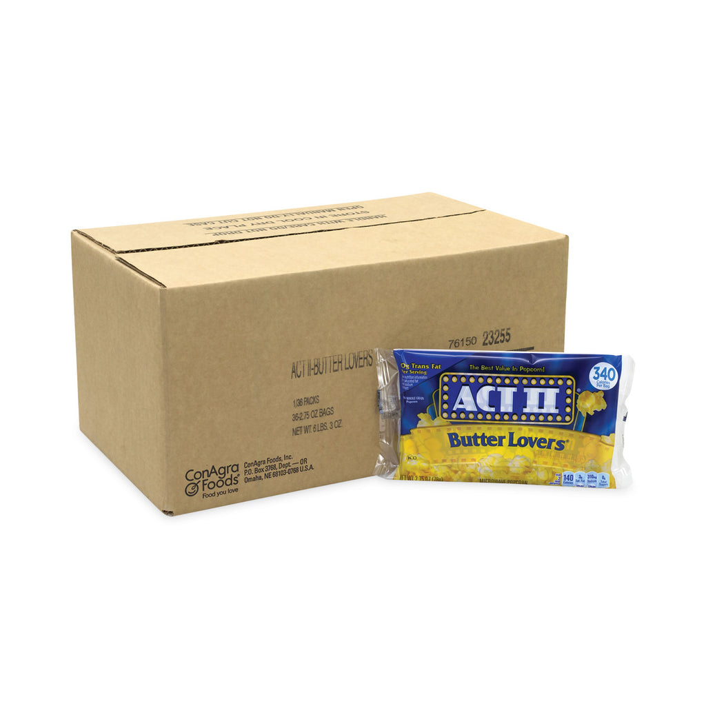 Butter Lovers Microwave Popcorn, 2.75 oz Bag, 36/Carton, Ships in 1-3 Business Days