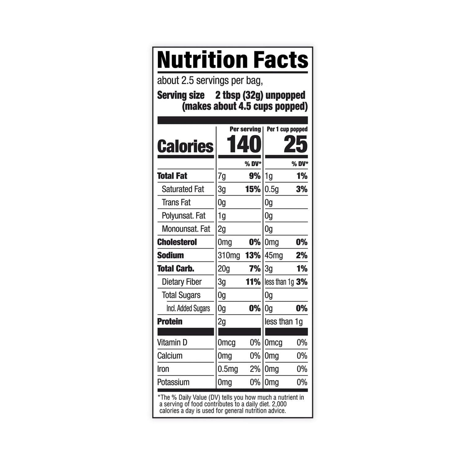 Butter Lovers Microwave Popcorn, 2.75 oz Bag, 36/Carton, Ships in 1-3 Business Days