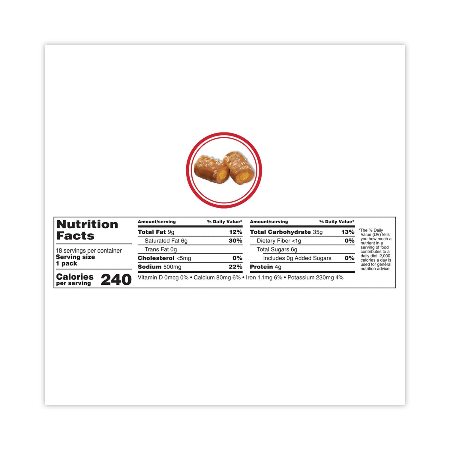 Baked Snacks, 1.8 oz Bag, Cheddar Cheese Pretzel, 18 Bags/Carton, Ships in 1-3 Business Days