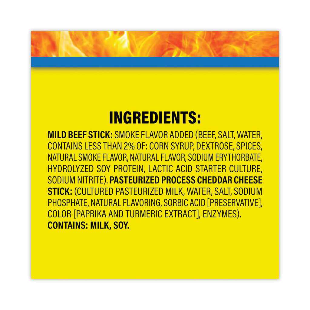 Beef and Cheese Meat Sticks, 1.5 oz, 18/Carton, Ships in 1-3 Business Days