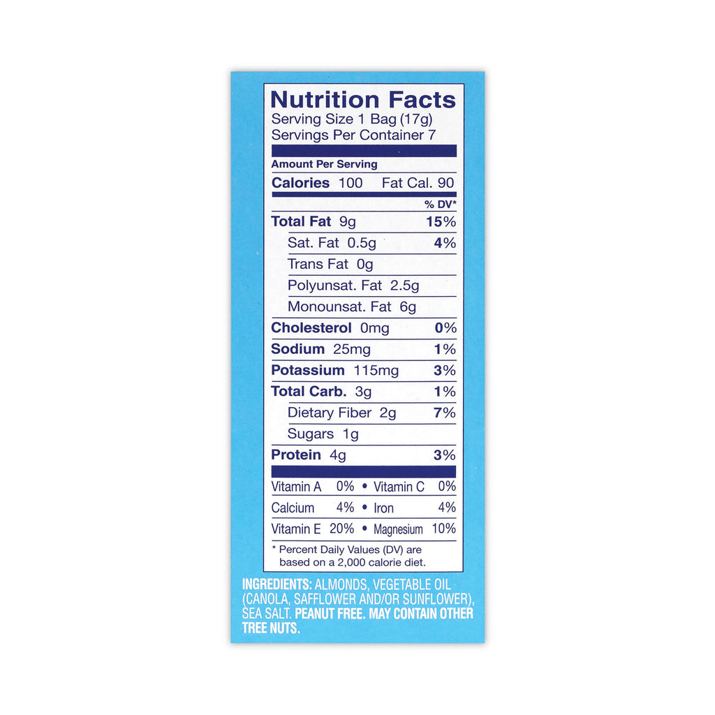 Low Sodium Lightly Salted Almonds, 1.5 oz Bag, 42 Bags/Carton, Ships in 1-3 Business Days