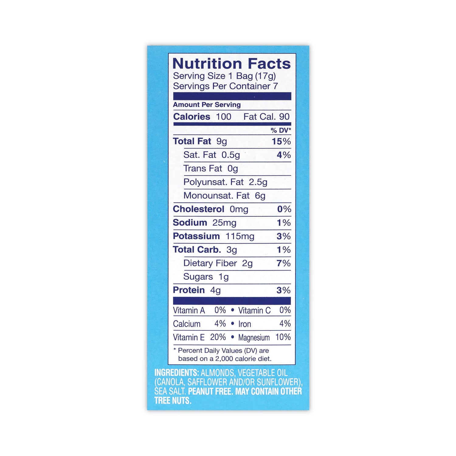Low Sodium Lightly Salted Almonds, 1.5 oz Bag, 42 Bags/Carton, Ships in 1-3 Business Days