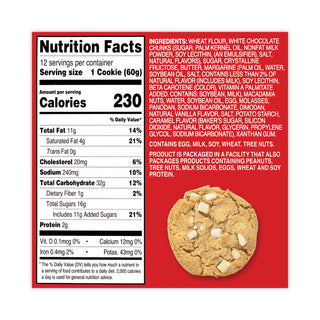 White Chunk Macadamia Cookies, 2.1 oz, Individually Wrapped Pack, White Chocolate, 12/Carton, Ships in 1-3 Business Days