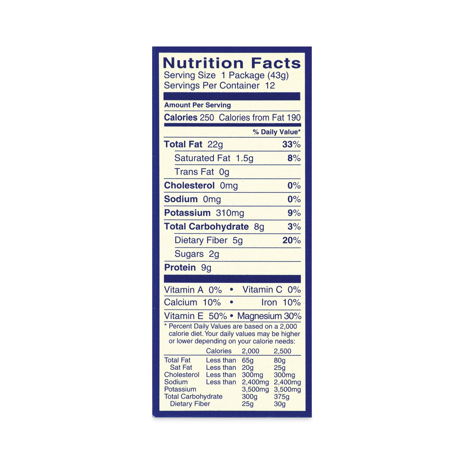 Whole Natural Almonds, 1.5 oz Bag, 12 Bags/Carton, Ships in 1-3 Business Days