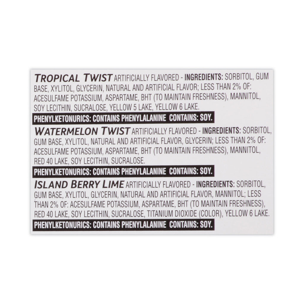 Sugar-Free Gum, Fruit Variety, 14 Pieces/Pack, 20 Packs/Carton, Ships in 1-3 Business Days