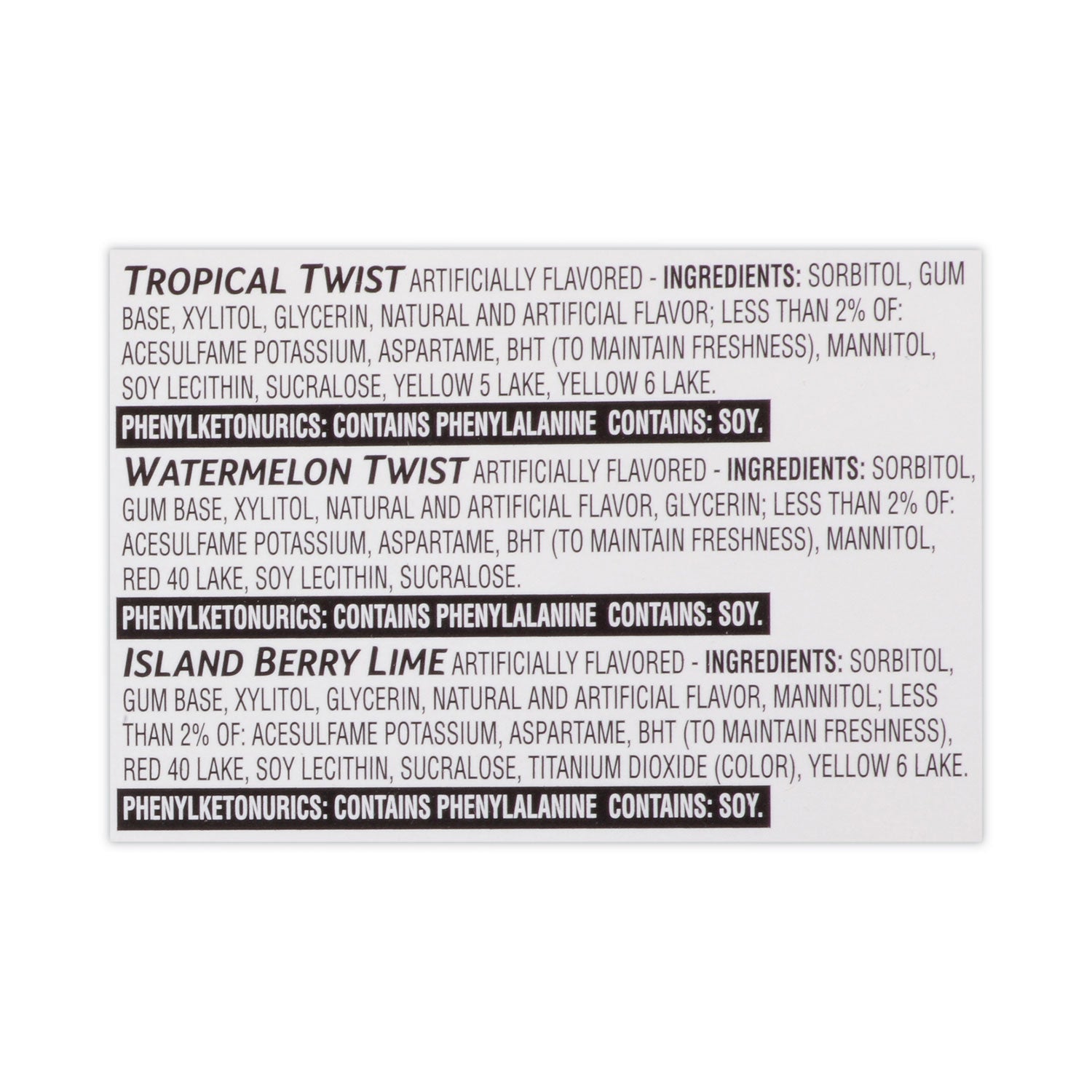 Sugar-Free Gum, Fruit Variety, 14 Pieces/Pack, 20 Packs/Carton, Ships in 1-3 Business Days