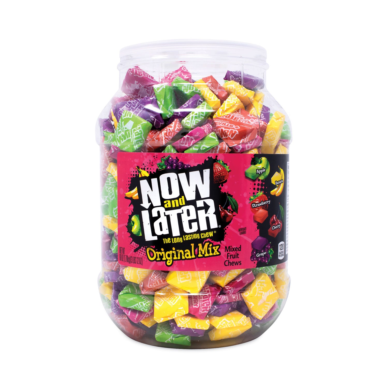 Mixed Fruit Chews, Assorted Flavors, 60 oz Tub, 365 Pieces, Ships in 1-3 Business Days