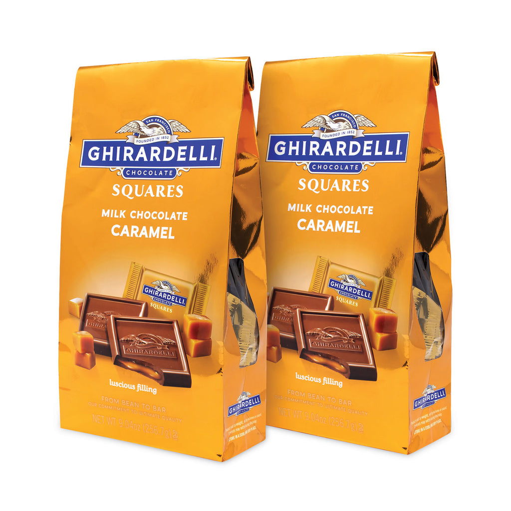 Milk Chocolate and Caramel Chocolate Squares, 9.04 oz Bags, 2 Bags/Pack, Ships in 1-3 Business Days