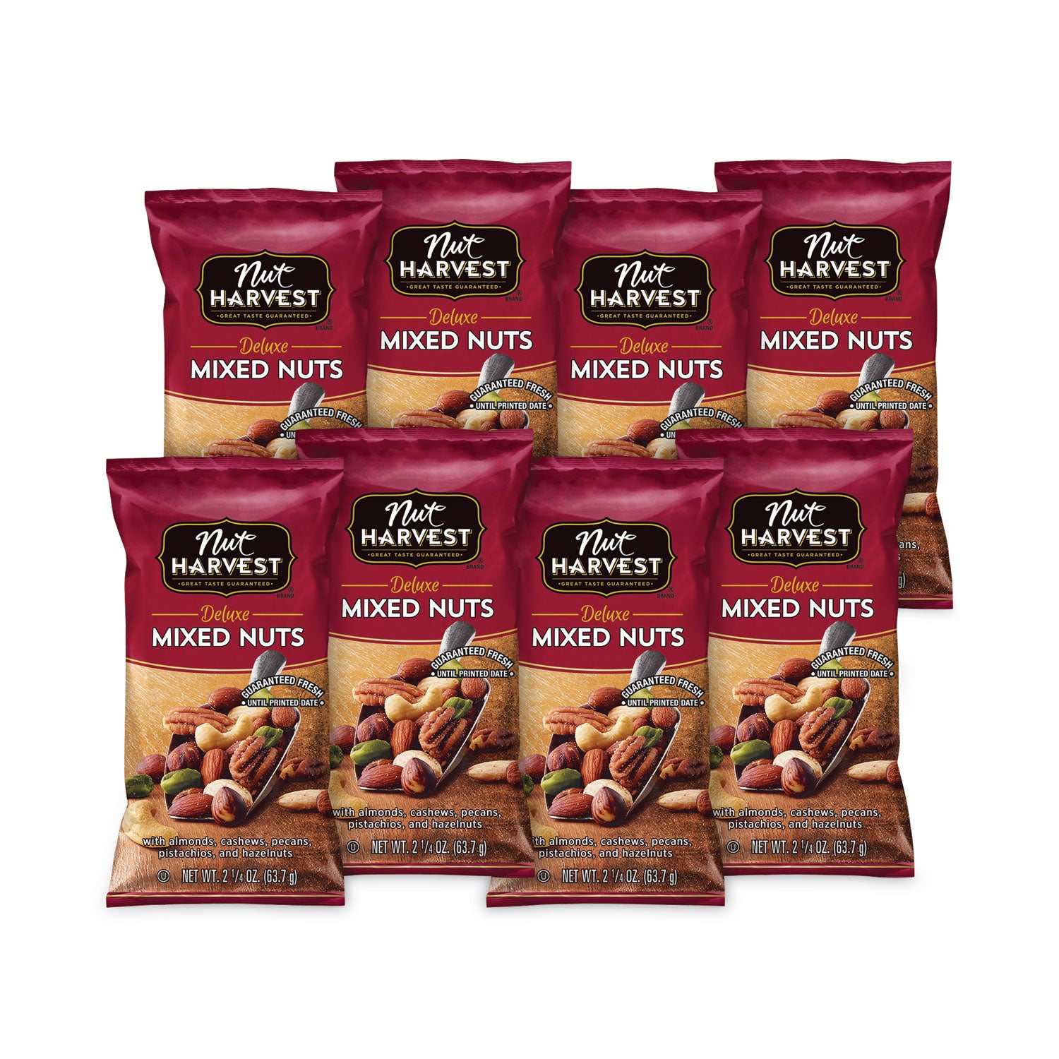 Deluxe Mixed Nuts, 2.25 oz Pouch, 8/Carton, Ships in 1-3 Business Days