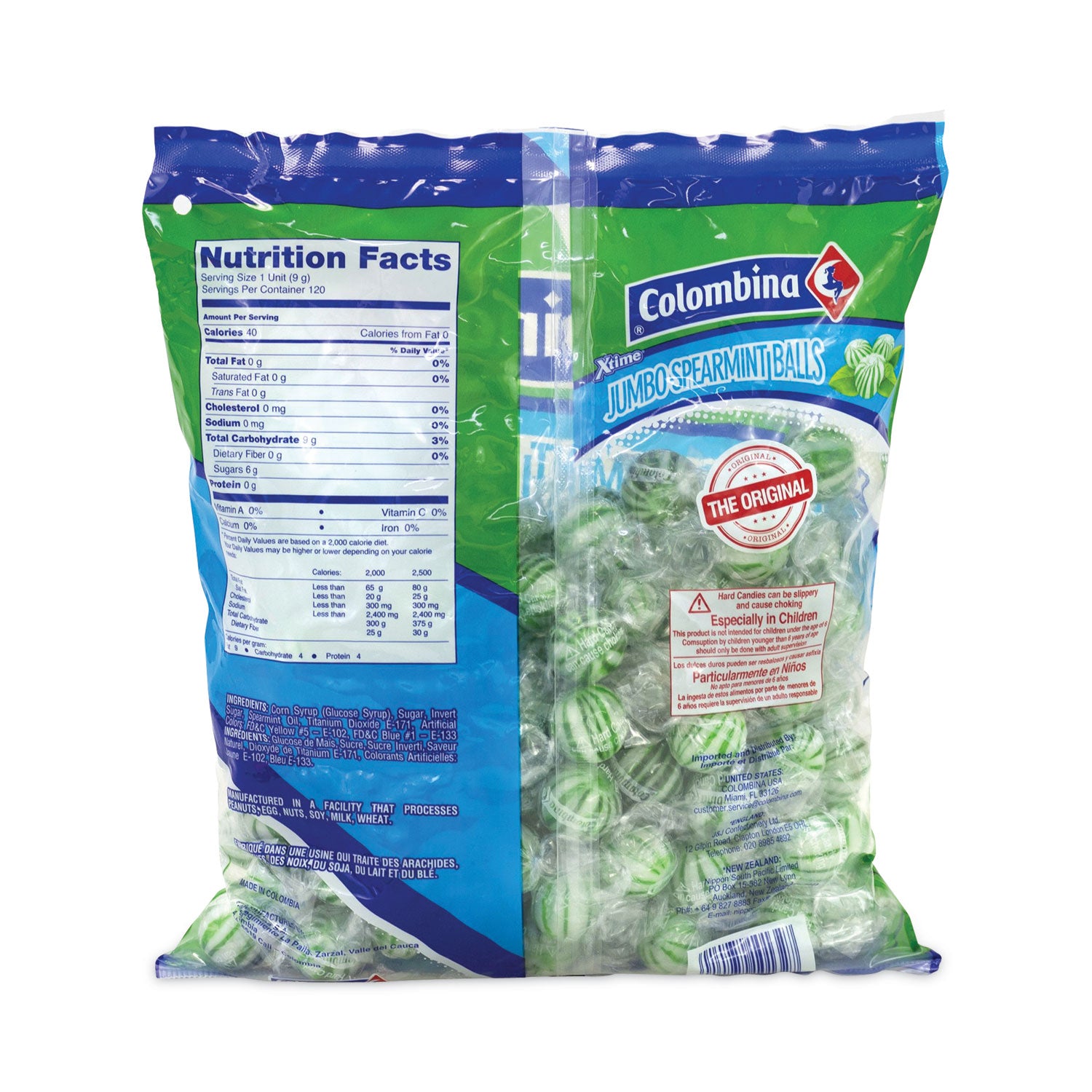 Jumbo Spearmint Balls, 0.04 oz, 120 Balls/Bag, 1 Bag/Carton, Ships in 1-3 Business Days