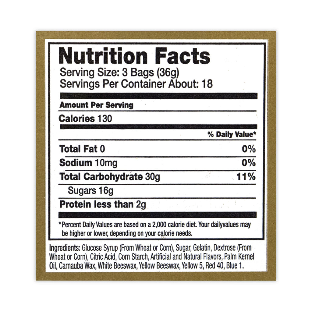 Goldbears Gummi Candy, 0.4 oz Pouches, Lemon; Orange; Pineapple; Rasberry; Strawberry, 54/Carton, Ships in 1-3 Business Days