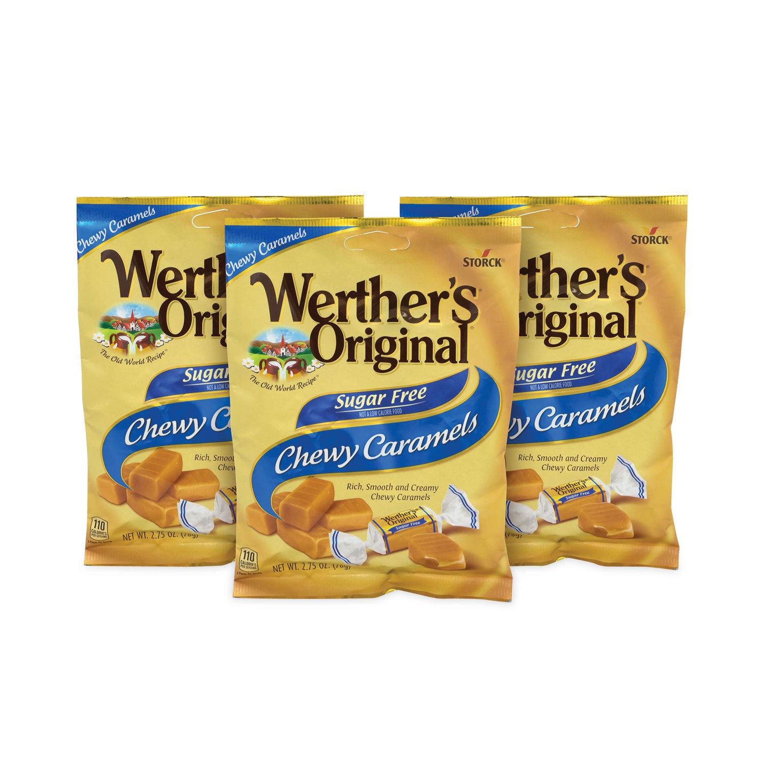 Sugar Free Chewy Caramel Candy, 2.75 oz Bag, 3/Pack, Ships in 1-3 Business Days