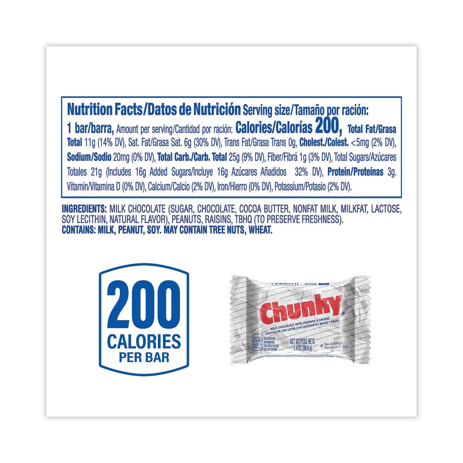 Chunky Bar, Individually Wrapped, 1.4 oz, 24/Carton, Ships in 1-3 Business Days