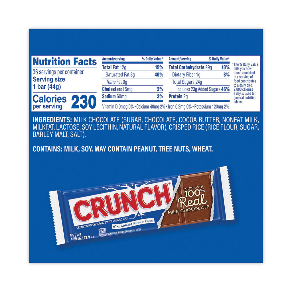 Crunch Bar, Individually Wrapped, 1.55 oz, 36/Carton, Ships in 1-3 Business Days