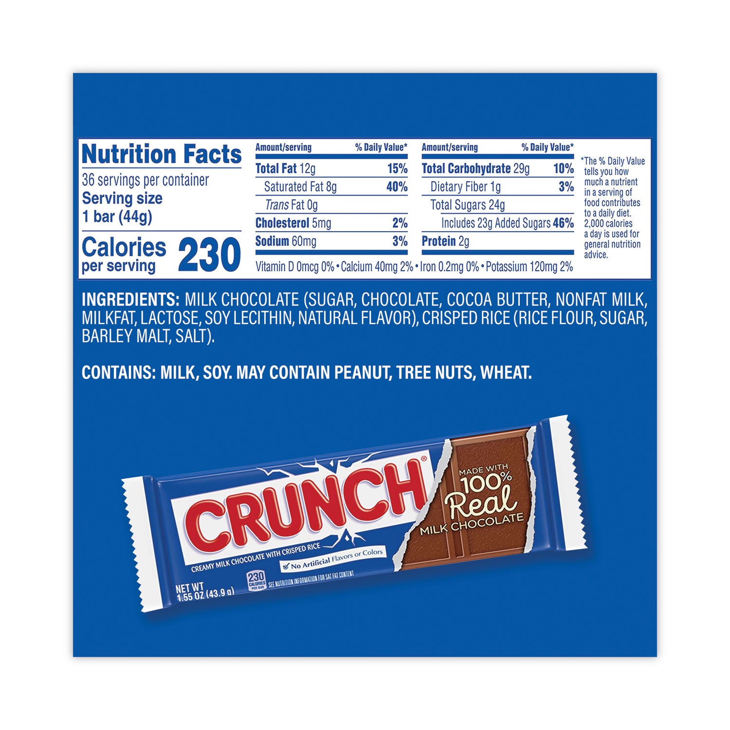 Crunch Bar, Individually Wrapped, 1.55 oz, 36/Carton, Ships in 1-3 Business Days