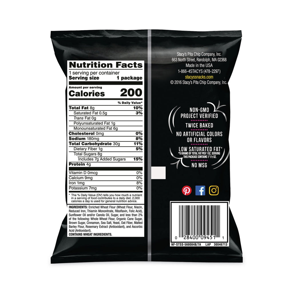 Pita Chips, 1.5 oz Bag, Cinnamon Sugar, 24/Carton, Ships in 1-3 Business Days