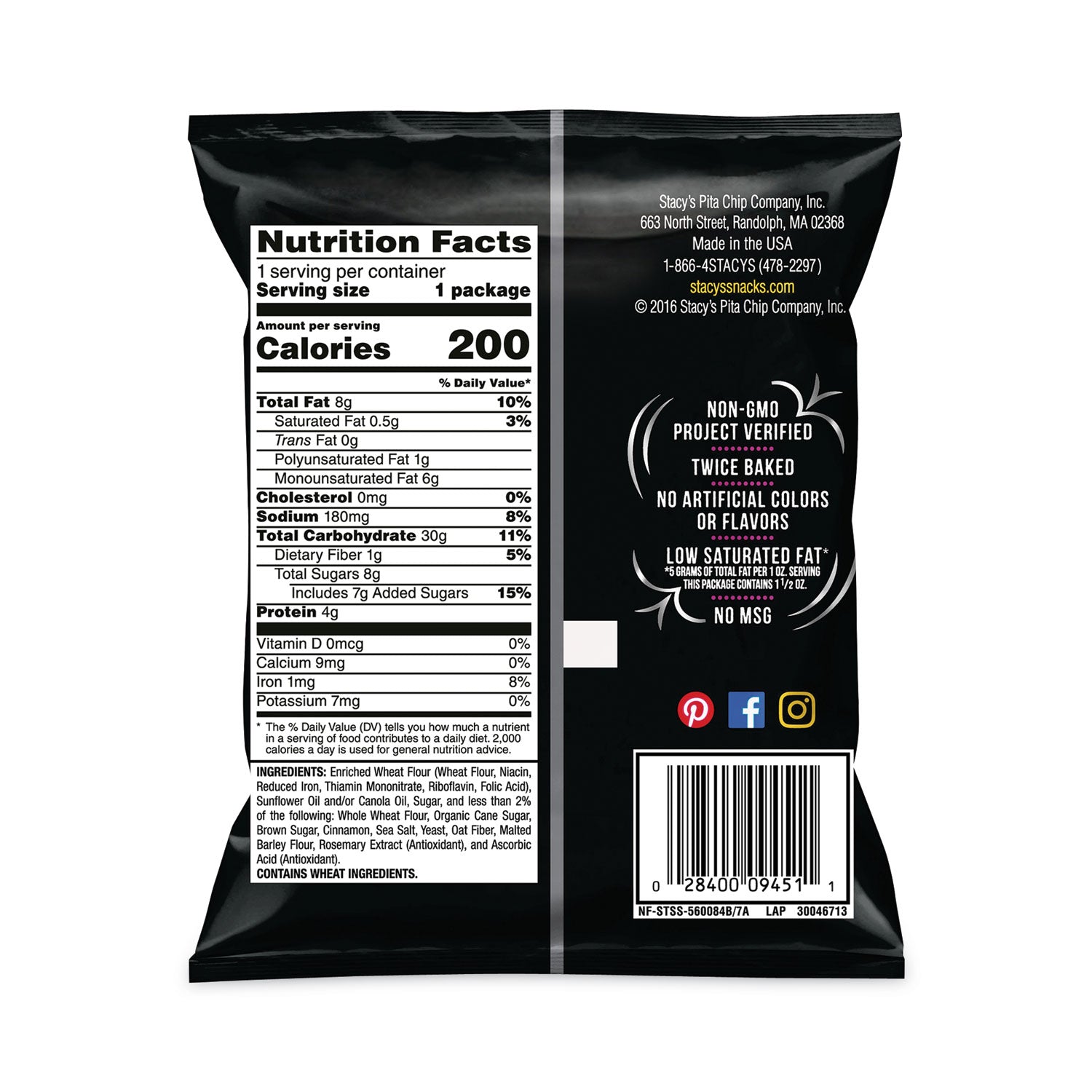 Pita Chips, 1.5 oz Bag, Cinnamon Sugar, 24/Carton, Ships in 1-3 Business Days