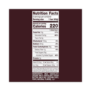 Milk Chocolate Bar, 1.55 oz Bar, 6 Bars/Pack, 2 Packs/Box, Ships in 1-3 Business Days