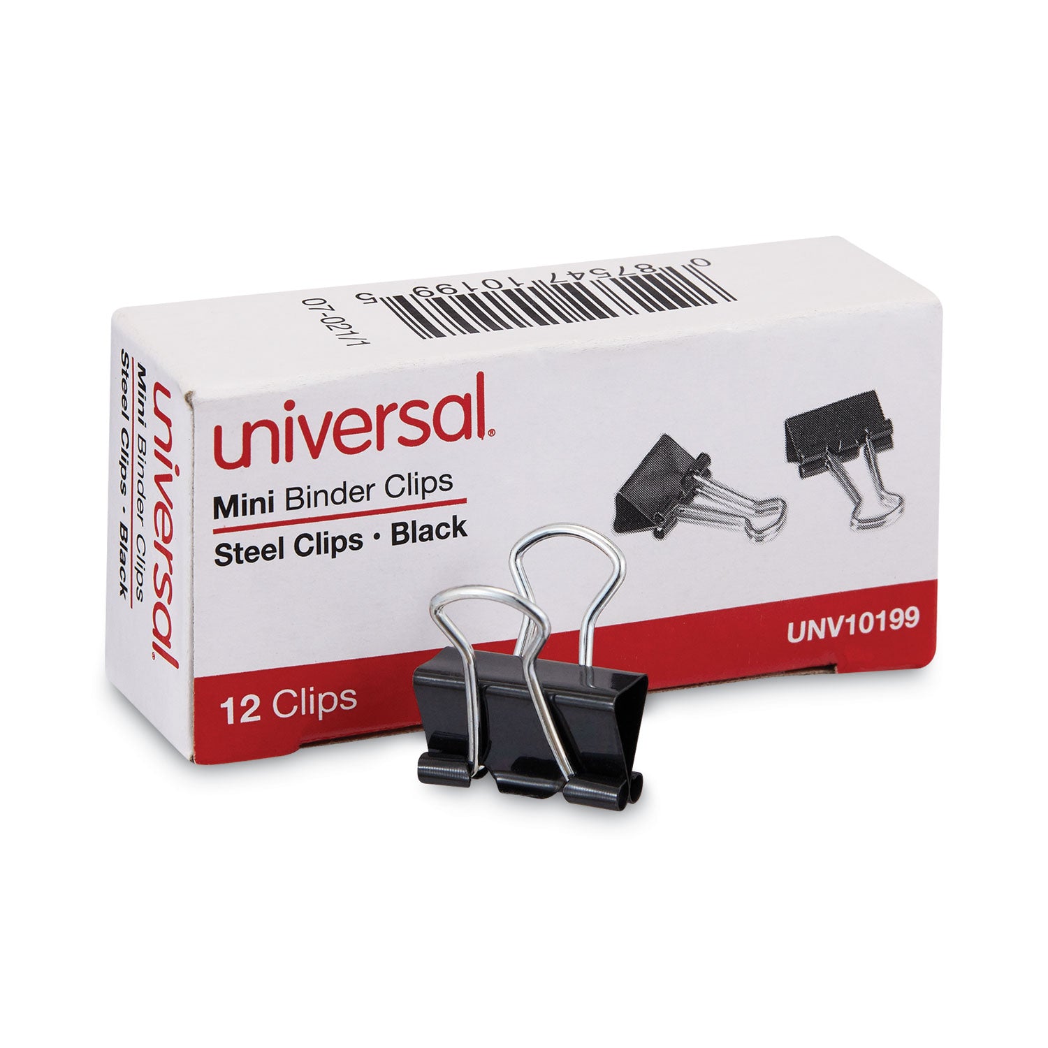 Binder Clips, Mini, Black/Silver, 12/Box - 