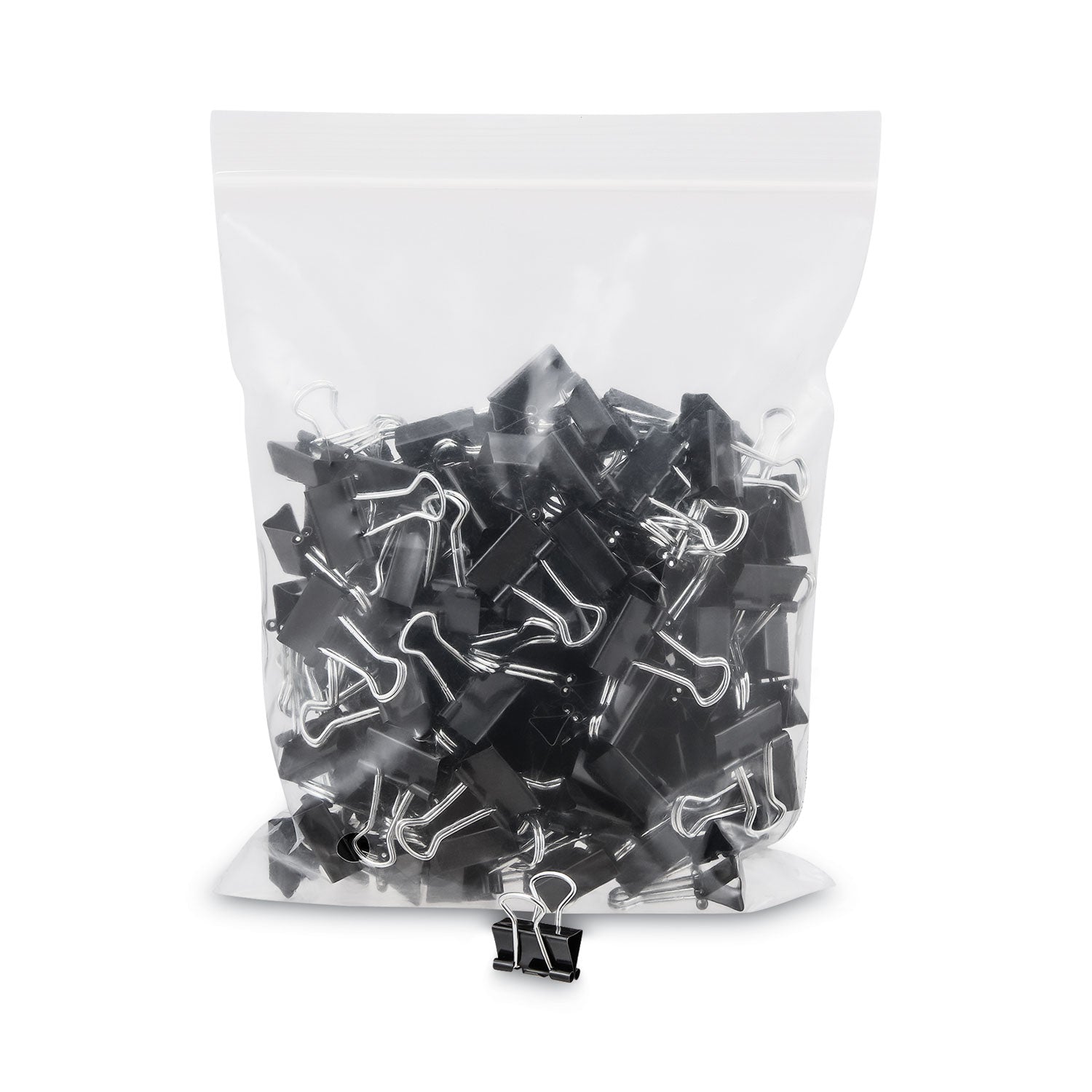 Binder Clip Zip-Seal Bag Value Pack, Mini, Black/Silver, 144/Pack - 