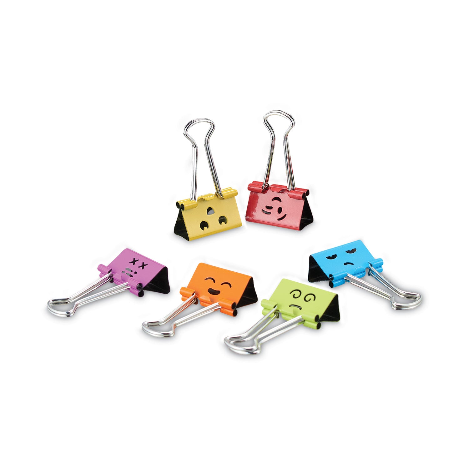 emoji-themed-binder-clips-with-storage-tub-medium-assorted-colors-42-pack_unv31031 - 1