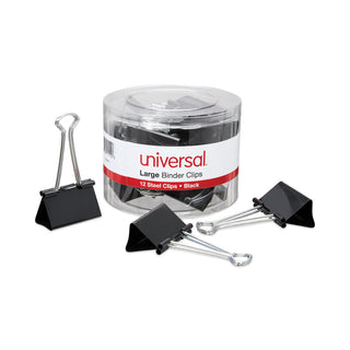 binder-clips-with-storage-tub-large-black-silver-12-pack_unv11112 - 2