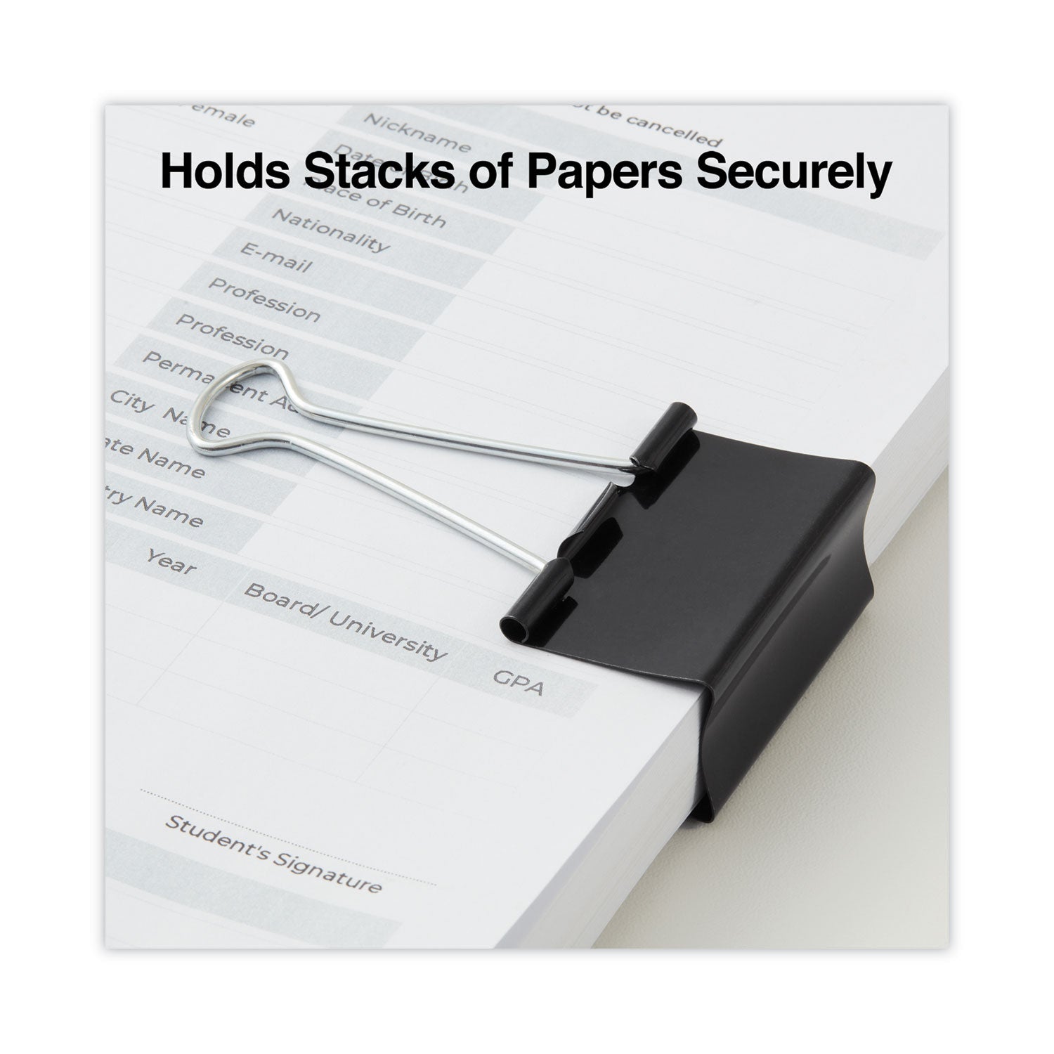 Binder Clip Zip-Seal Bag Value Pack, Large, Black/Silver, 36/Pack