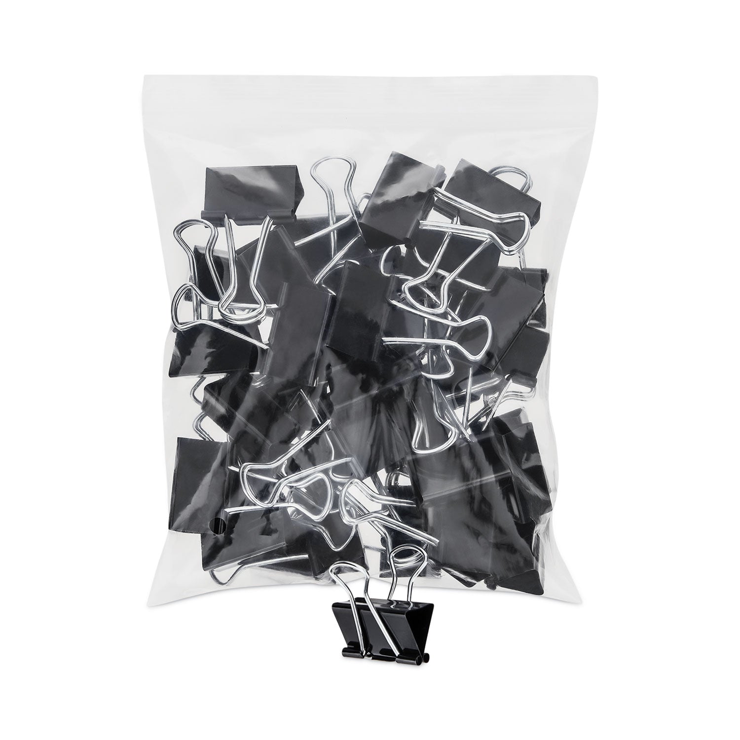 Binder Clip Zip-Seal Bag Value Pack, Medium, Black/Silver, 36/Pack - 