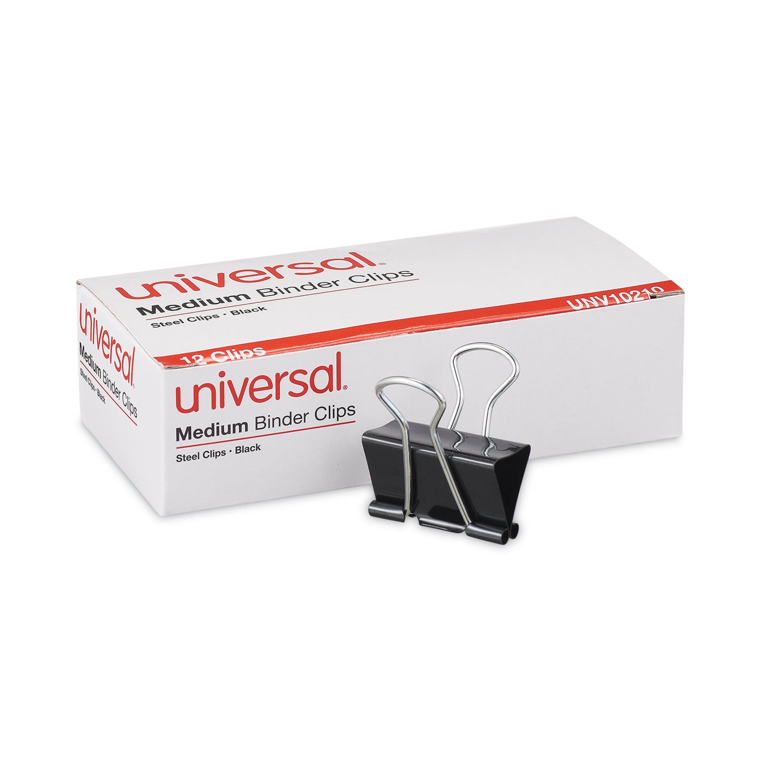 Binder Clips, Medium, Black/Silver, 12/Box - 