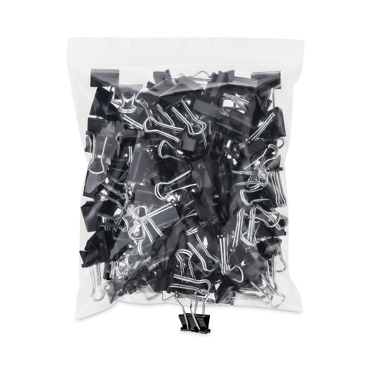 Binder Clip Zip-Seal Bag Value Pack, Small, Black/Silver, 144/Pack - 