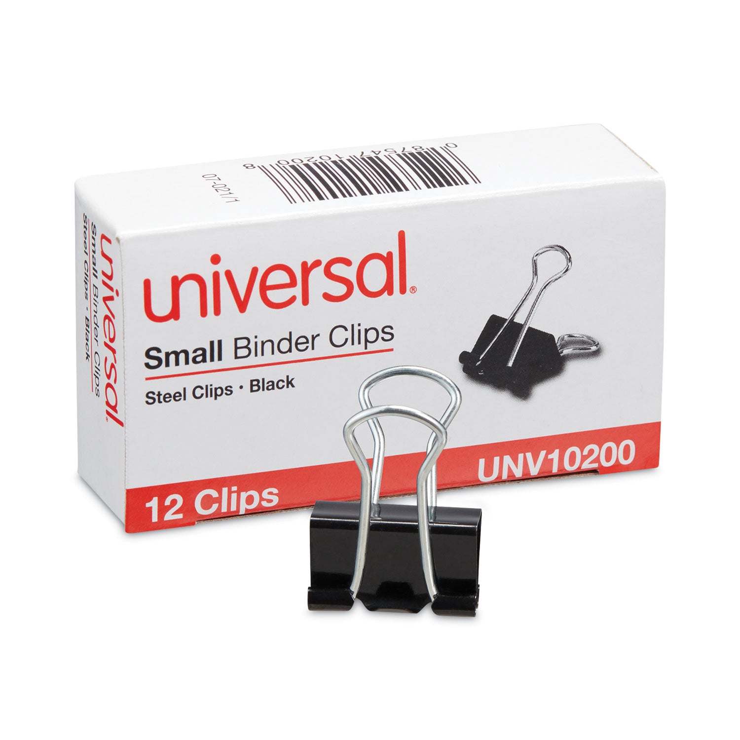 Binder Clips, Small, Black/Silver, 12/Box - 