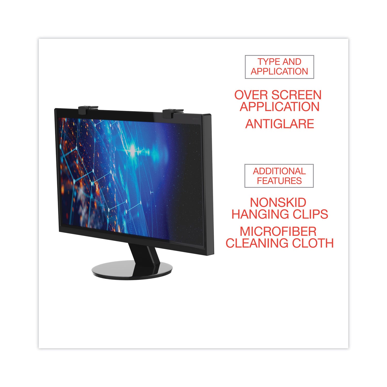 Protective Antiglare LCD Monitor Filter for 21.5" to 22" Widescreen Flat Panel Monitor, 16:9/16:10 Aspect Ratio - 