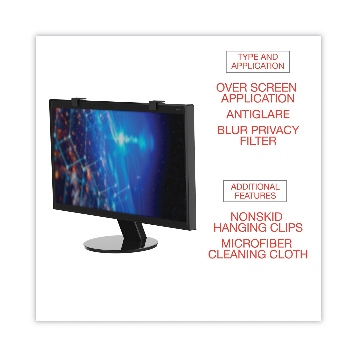 Premium Antiglare Blur Privacy Monitor Filter for 24" Widescreen Flat Panel Monitor, 16:9/16:10 Aspect Ratio - 