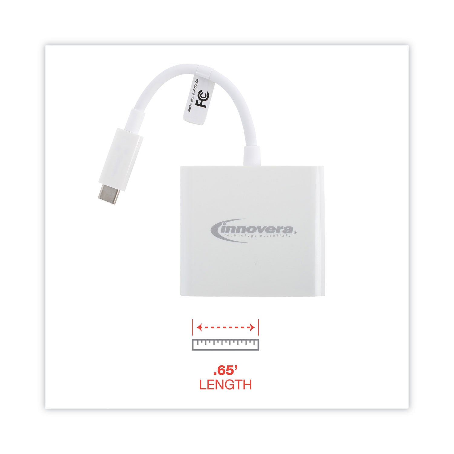 USB Type-C HDMI Multiport Adapter, HDMI/USB-C/USB 3.0, 0.65 ft, White