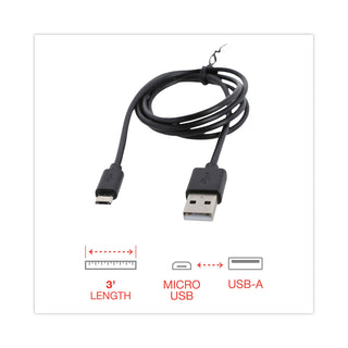 USB to Micro USB Cable, 3 ft, Black