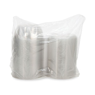 Tamper-Resistant, Tamper-Evident Bowls with Dome Lid, 64 oz, 8.9" Diameter x 4"h, Clear, Plastic, 100/Carton