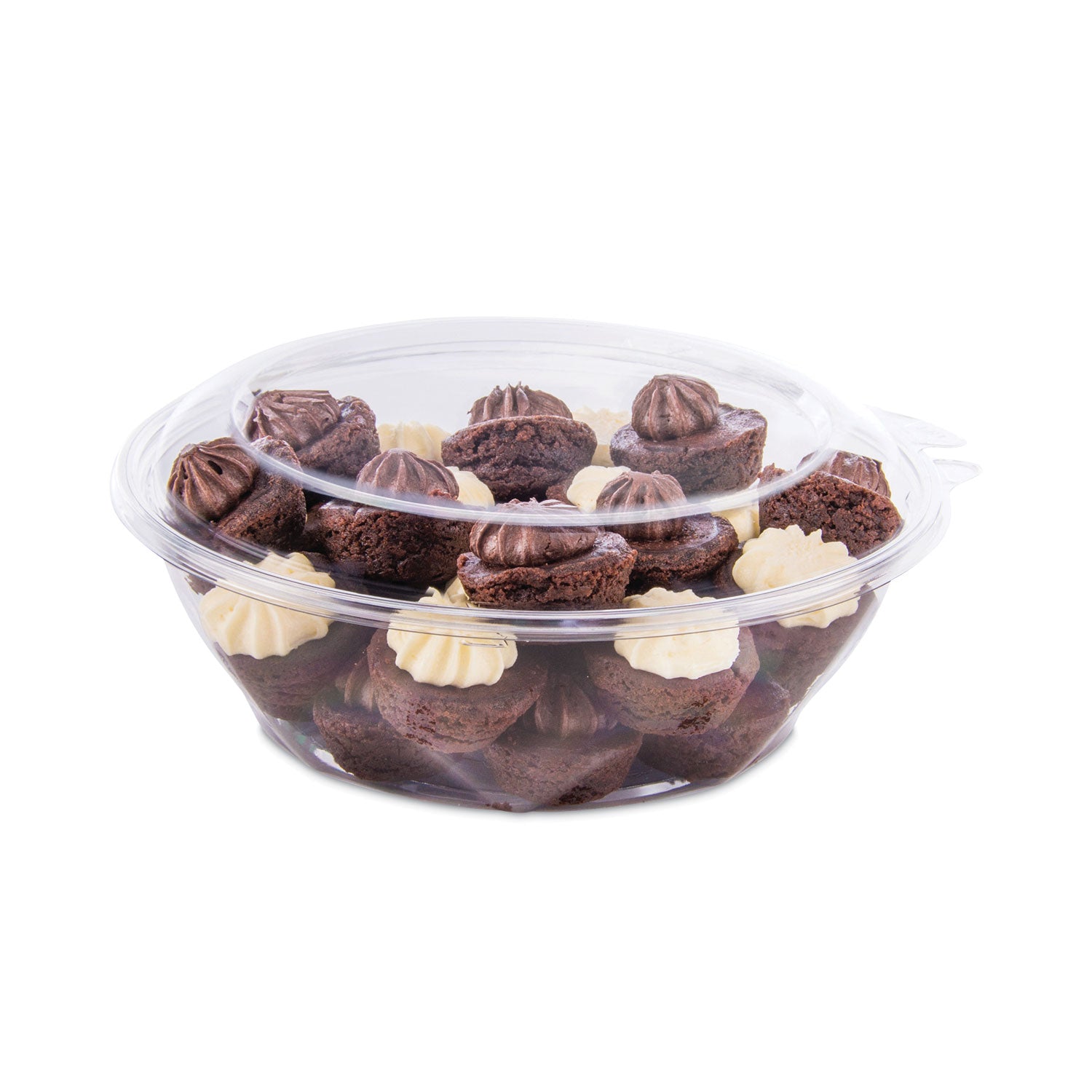 Tamper-Resistant, Tamper-Evident Bowls with Dome Lid, 48 oz, 8.9" Diameter x 3.4"h, Clear, Plastic, 100/Carton