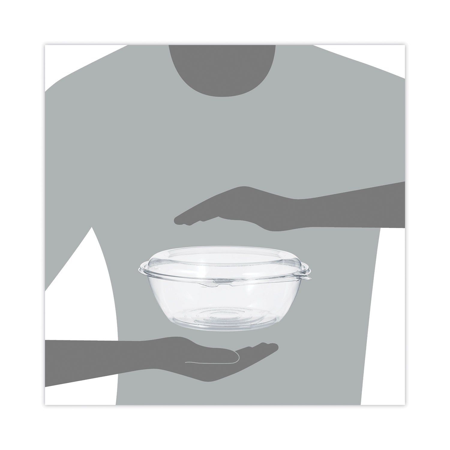 Tamper-Resistant, Tamper-Evident Bowls with Dome Lid, 48 oz, 8.9" Diameter x 3.4"h, Clear, Plastic, 100/Carton