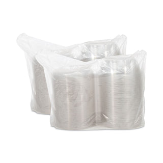 Tamper-Resistant, Tamper-Evident Bowls with Dome Lid, 48 oz, 8.9" Diameter x 3.4"h, Clear, Plastic, 100/Carton
