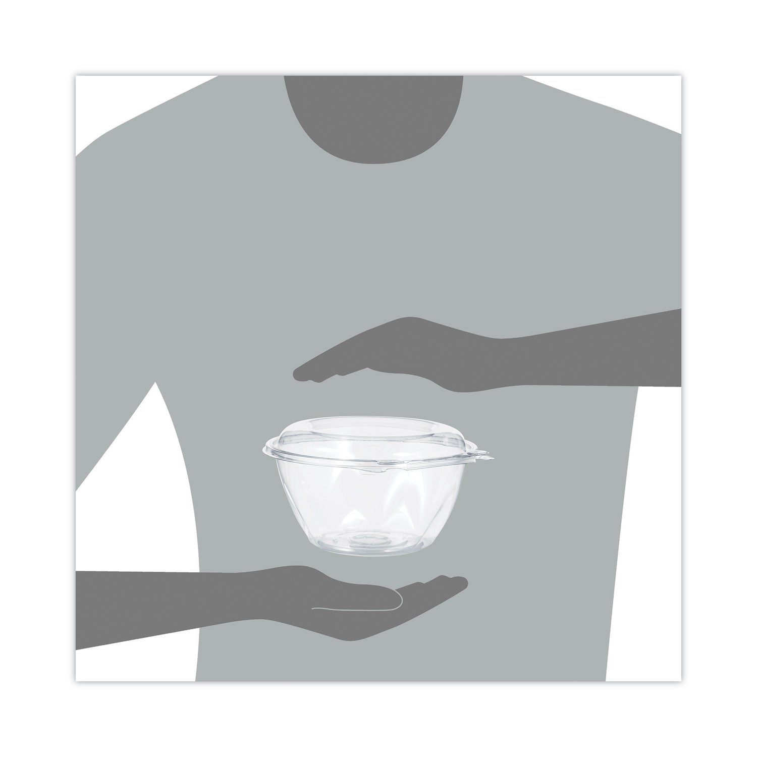 Tamper-Resistant, Tamper-Evident Bowls with Dome Lid, 32 oz, 7" Diameter x 3.4"h, Clear, Plastic, 150/Carton