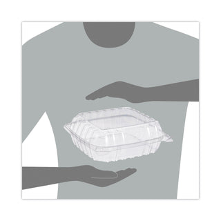ClearSeal Hinged-Lid Plastic Containers, 8.3 x 8.3 x 3, Clear, Plastic, 250/Carton