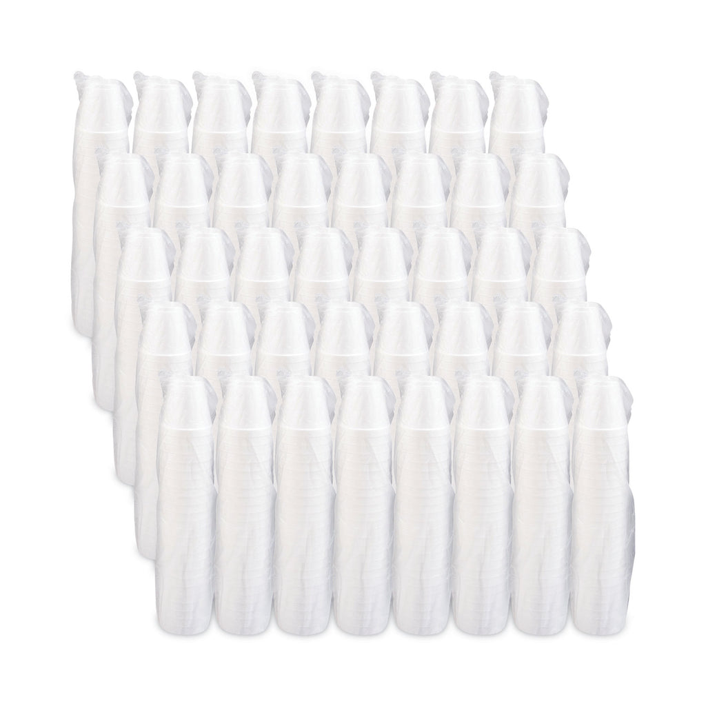 Foam Drink Cups, 8 oz, White, 25/Bag, 40 Bags/Carton